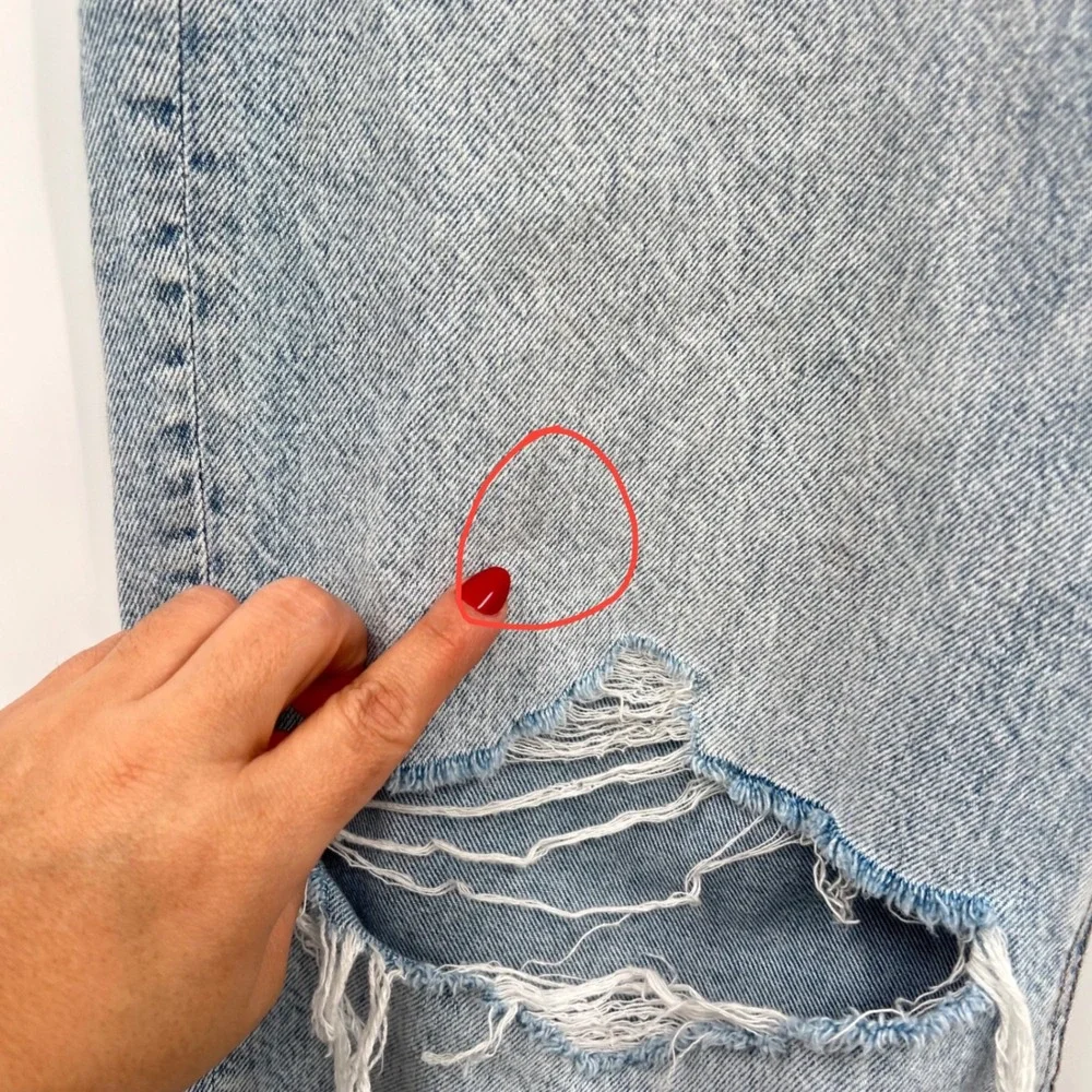 American Eagle 6 Straight‎ Jeans Womens Light Wash Distressed Ripped High Rise